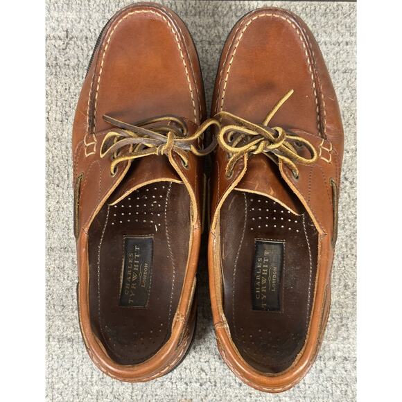 Charles Tyrwhitt Men’s US Sz 11 Brown Leather Broken In Laced Loafers Read - Picture 2 of 7